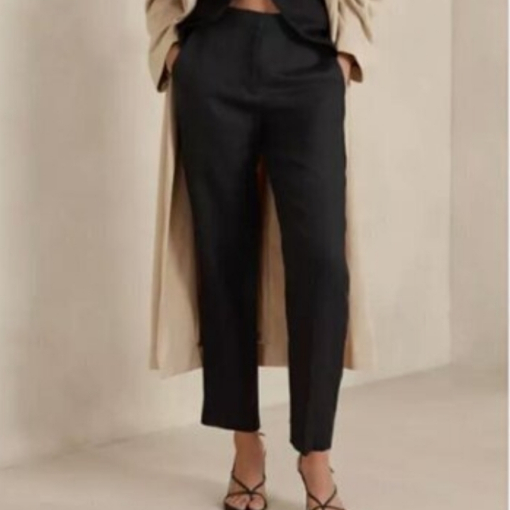 Banana Republic Black Cropped Linen Pants - 2